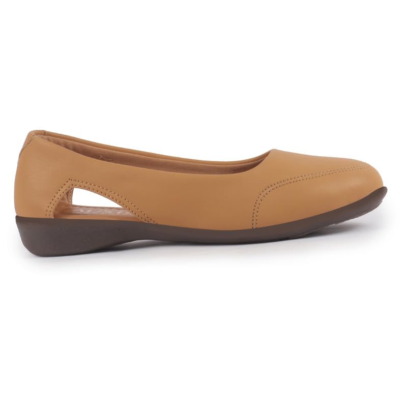 Image of FAUSTO Women Stylish Backless Casual Ballets | Low Heel Cut-Out Slip-On Ballerinas | Comfortable Walking Flats Sandals | Memory Cusion Insole