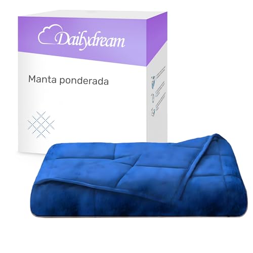 Dailydream Therapie - Manta con peso (135 x 200 cm, 6 kg, forro polar, relleno de perlas de vidrio, manta pesada para dormir, manta terapéutica, peso corporal 53-65 kg)