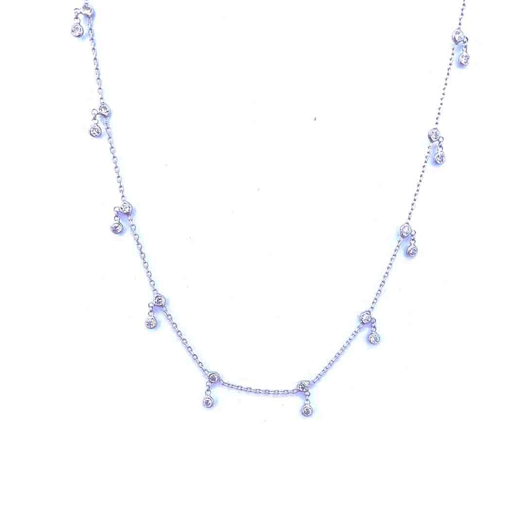 BOLDIFUL Double Droplet Charm Necklace For Women., 925 Sterling Silver, Cubic Zirconia Pendant For Girls & Women.