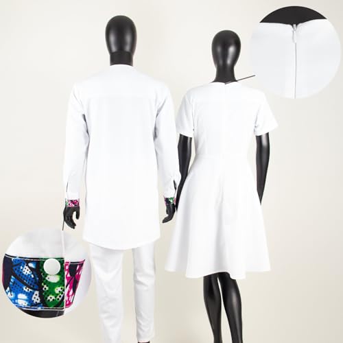African A-line Dresses for Women Matching Couple Outfits Dashiki Men Clothes Zipper Shirt and Pant Sets Party Wear3