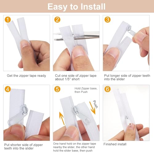 Image of M Fabrics 5 Meters Open Zipper with 10 Steel Zip Puller in Meter for Tailoring, Stitching, Bags and Purse (Open Ended Zips) - (5 Meter Roll + 10 Steel Zips Runner) - (White)