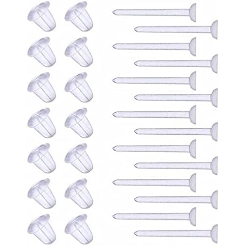 cue 25 Pairs of Transparent Plastic Earrings Clear Ear Hole Retainer Earring Studs Clear Ear Spacers Piercing Jewelry for Men Women Girls, DIY Supplies (50 pieces/25 Pairs) (CUE-16) Cover