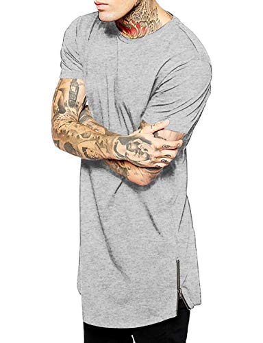Ma Croix Mens Premium Longline Tee with Side Zipper Elongated