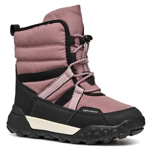 Geox J TREKKYUP Girl B AB Snow Boot, Antique Rose/Black, 30 EU