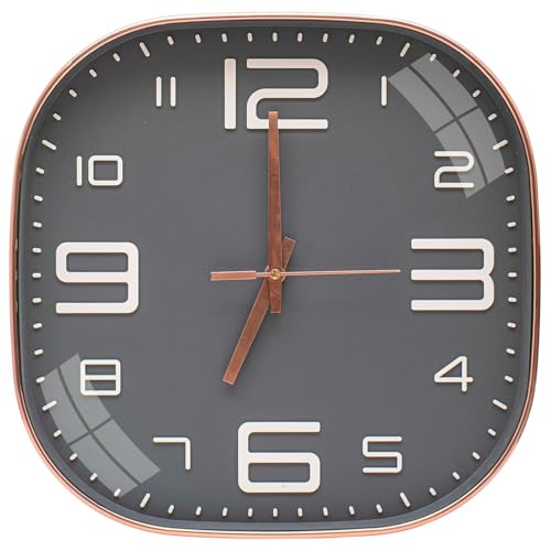 Image of TEKCOOL Plastic Analogue Wall Clock 12 inch Silent Quartz Decorative Wall Clock Non-Ticking Classic Clock Battery Operated Round Easy to Read for Room /Home /Kitchen /Bedroom /Office /School.Grey gold:-