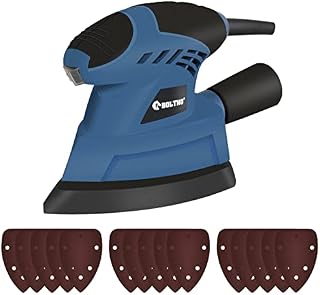 BOLTHO Mouse Sander, 12000RPM Hand Sander Electric 130W Machine Detail Sander with 20 Sanding Sheets, Dust Collector Multi Sander Random Orbital Sander for Woodworking Sanding Detailing Finishing