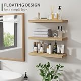 Junw 3 Pack Floating Shelves for Wall, Nature Wood Wall Shelf, 41cm Rustic Farmhouse Wooden Shelves for Kitchen, Living Room, Bedroom, Bathroom Storage - Image 5