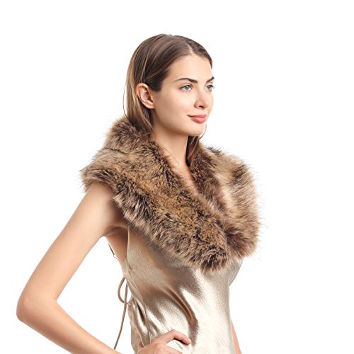 Soul Young Damen Fellkragen Pelzkragen Kunstfell Kunstpelz Winter Schal Wärm Fuchspelz Kragen EINWEG Verpackung(80cm, Waschbär)
