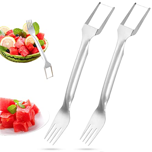 2-in-1 Watermelon Fork Slicer, Stainless Steel Fruit Cutter Watermelon Cutter Slicer Tool (2)