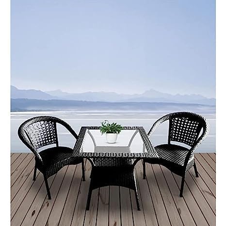 D-8|Indoor|Outdoor |Living Room| Balcony|Garden|Chair Table Set 2+1 (2 Chair + 1 Table)| Patio Set|Coffee Chair Table Set,Color-Black-image-42