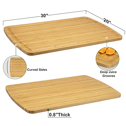 GAOMON 30" Extra Large Bamboo Cutting Board, Huge Wood Cutting Boards for Stove Top to Add Counter Space, Noodle Boards, Over the Sink Chopping Board, Carving Board for Turkey Meat Vegetables Cheese