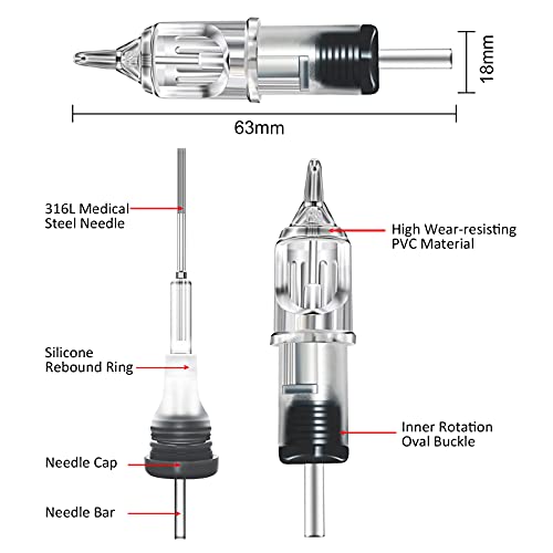 Tattoo Needles Cartridge - Autdor 60Pcs Mixed Disposable Tattoo Cartridge Needles Round Liner Shader Magnum For Tattooing, Tattoo Machine, Tattoo Kits, Tattoo Supplies (60Pcs) #TOP1