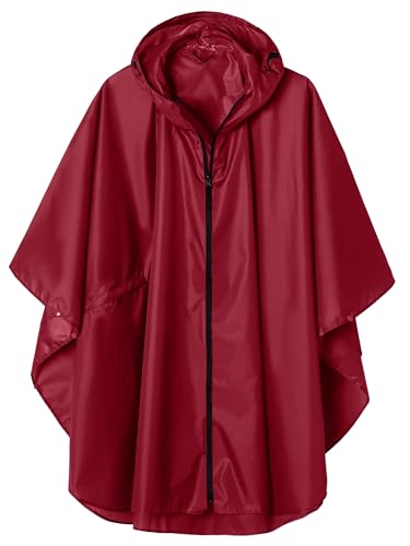 Poncho Impermeable Reutilizable Adulto Unisex Chubasquero Capa de Lluvia Vino