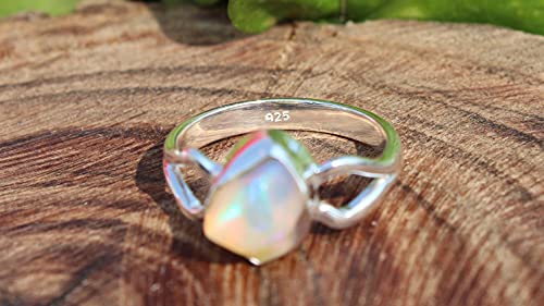 Raw Opal Ring | October Birthstone Natural Ethiopian Opal Ring | Handmade Sterling Solid Silver 925 Ring | Handmade Jewelry #TOP6