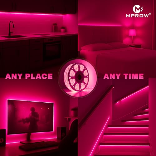 Image of MPROW 5 Meter LED Rope Light | 120 LEDs /Meter Waterproof Strip Light | Cove Light for False Ceiling, Diwali, Balcony & Indoor Decoration (Pink)