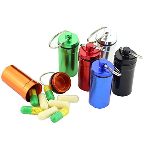 6 Packs Large Aluminum Waterproof Pill Case Keychains for Medicine First-Aid ,Pocket-Sized Wide
