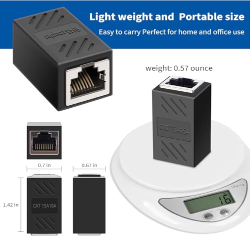Image of 10pcs RJ45 Ethernet Coupler Cat7, Cat6 Cat5e 8P8C Inline lan Coupler Ethernet Extender Adapter Extension Jointer Extending the Ethernet Cables - Female to Female Connector (Pack of 10pcs)