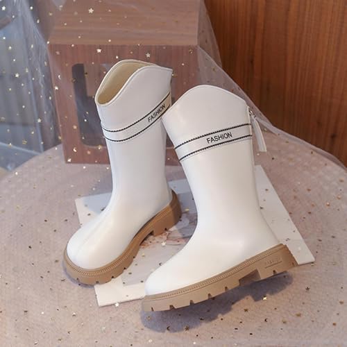 Kids Girls Mid Calf Boots Low Heel Zipper Boots Fashion Tall Riding Combat Boot Fall Winter Fleece Lined Dress Shoes for Toddler4