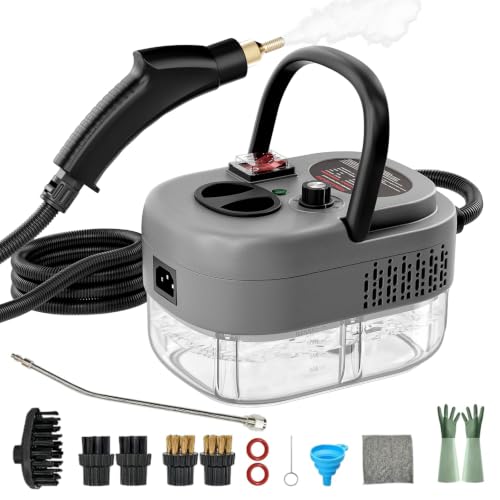Image of Steam Cleaner, Portable Pressurized Steamer for Cleaning with 14pcs Accessories, 6-Level Adjustable and 15s Heat-Up, Handheld Steam Cleaner for Home, Tile, Dirt, Grout, Grease, Car Detailing (Gray)