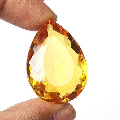 Real-Gems 65.80 Ct Yellow Citrine Pear Shaped Loose Gemstone #TOP1