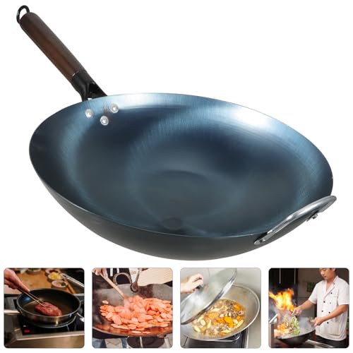 Wok de Hierro Sazonado 32cm con Mango de Madera miniatura 7