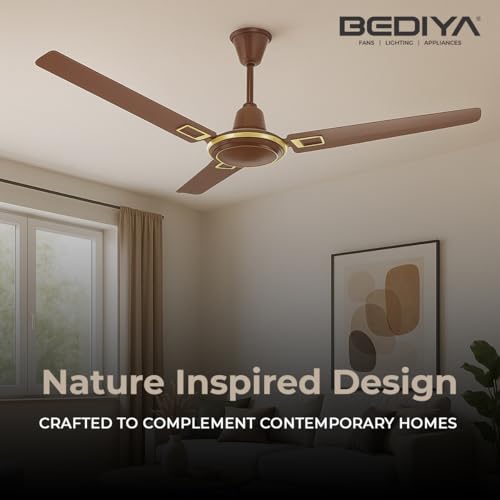 Image of Marut Pro Plus Eco Deco 36'' Ceiling Fan 900mm | 52W Copper Motor | High Air Delivery 165 CMM | 650 RPM Speed | Glossy Finish | 2-Year Warranty | BEE Star Rated | Choco Brown