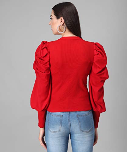 Image of FUNDAY FASHION Women's Cotton Full Sleevs Flurred Regular Fit Top