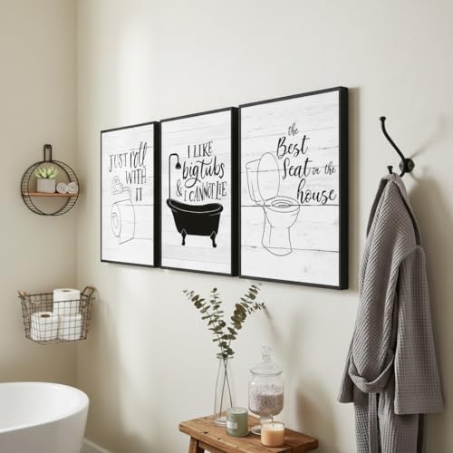 3Pcs Funny Bathroom Quotes Wall Art Black White Toilet Paper Bathtub Posters Prints Minimalism Washroom Painting Pictures Wall Decor 16x24in Unframed by dylzwhrys - Used condition - Image 7