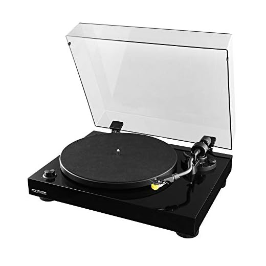 Fluance RT80 Classic High Fidelity Vinyl Turntable Record Player with Audio Technica AT91 Cartridge, Belt Drive, Built-in Preamp, Adjustable Counterweight, Solid Wood Plinth - Piano Black