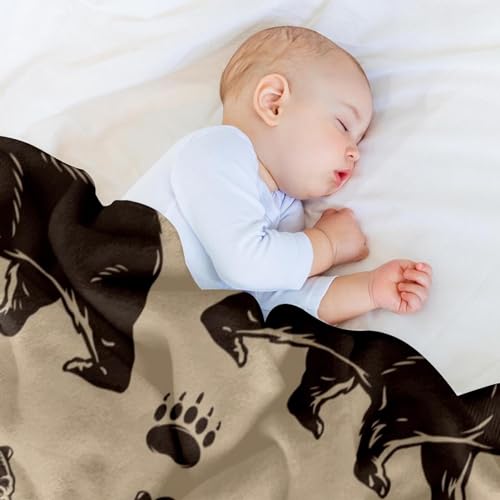 Couverture douce microfibre premium ours grizzly, jeté de lit exclusif