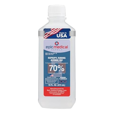 70% Isopropyl Alcohol 70 Percent Rubbing Alcohol 70 Percent USP, 16 oz. Bottle, Multipurpose First Aid Antiseptic for Minor Wounds, Cuts, Scrapes and Burns | Home Cleaning and First Aid Tool (1) Cover