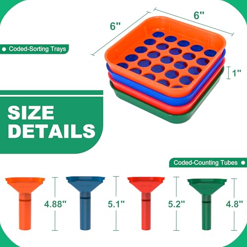 Image of LLIKED Coin Sorter Tray & Tube Set - 4 Trays + 4 Tubes + 100 Wrappers