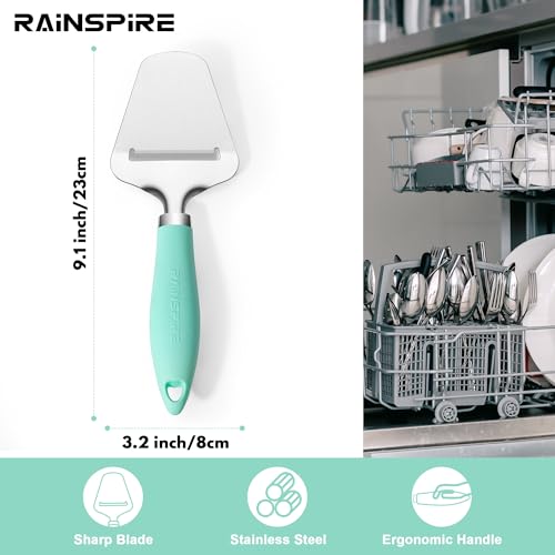 Image of Rainspire Upgraded Non-Stick Cheese Slicers for Block Cheese Multi-Functional Cheese Cutter for Mozzarella, Cheddar, Gruyere Charcuterie Accessories Dishwasher Safe Kitchen Tools, Mint Green