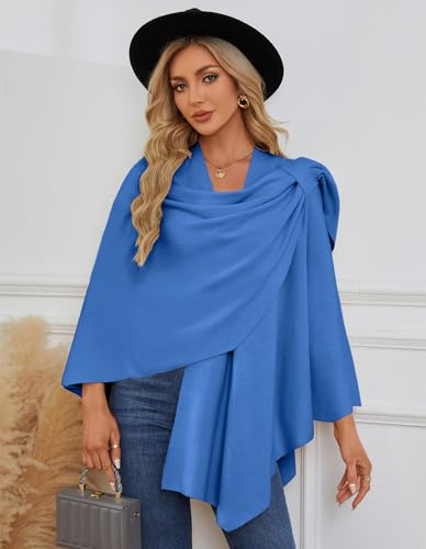 Image of PULI Womens Cross Front Poncho Shawl Wrap Elegant Wedding Formal Gift