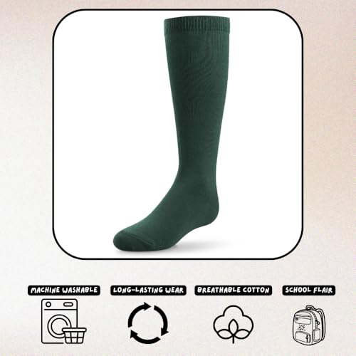 Girls Knee Socks Premium Cotton Blend Perfect for School Uniforms & Special Occasions Variety of Colors (3-Pack)3