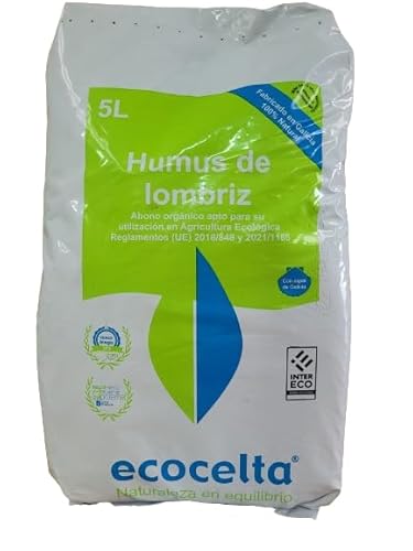 Peyca Humus de lombriz 5 litros - Ecocelta. Abono organico ecológico para Todo Tipo de Cultivos