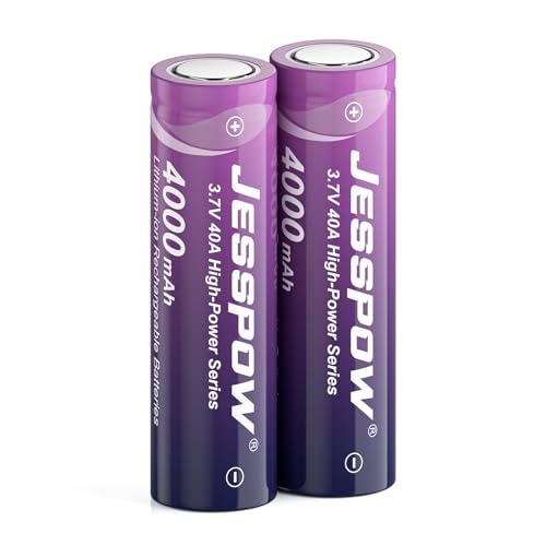 JESSPOW Rechargeable 3.7V Battery, 4000mAh 40A Flat Top