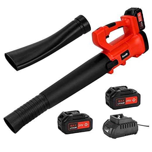 Cordless Leaf Blower 6-Speed 400CFM with Battery Electric Handheld Leaf Blower for Lawn Care Sweeping Snow and Surface Dust Cleaning (Two Batteries)