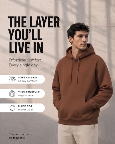 Image of NOBERO Oversized Solid Hooded Sweatshirt for Men | Oversized Hoodie for Men | Hooded Pullover | Cotton Rich Printed Hoodie 280 GSM Fleece