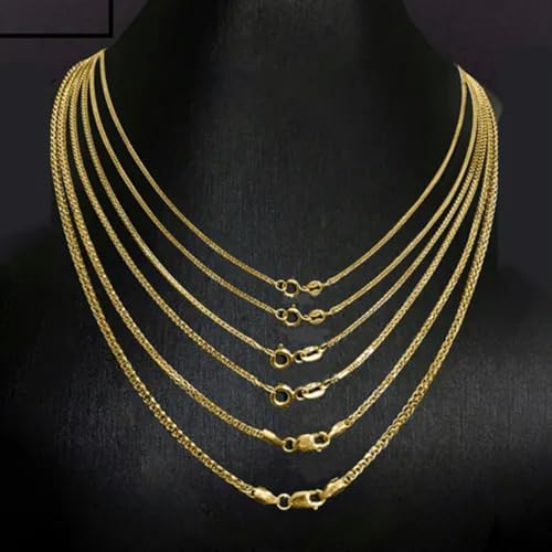Chaîne en or jaune 18 carats anti-casse pour femme, collier maille blé 20 pouces robuste