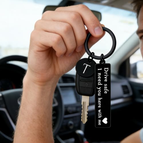 Image of drive safe keychain for him key rings for her men boyfriend