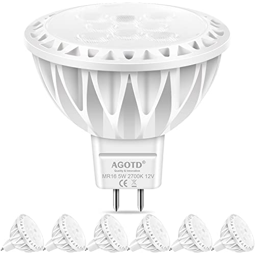 AGOTD 6er GU5.3 LED Spot, MR16 Led 12V Warmweiß 2700K 38° 5W Ersatz für 50W 35W Halogen Lampe AC...