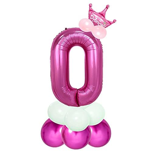 Image of Pink 32 Inches Numbers 0 Shape Large Big Foil Helium Balloons For Party Decorations In Happy Birthday Anniversary Office Items Materials Set Pack, Pack Of 1