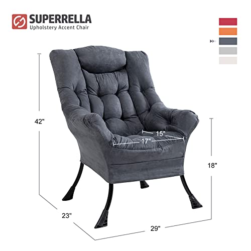 Superrella Modern Soft Accent Chair Living Room Upholstered Single Armchair High Back Lazy Sofa (Cool Grey) #TOP2