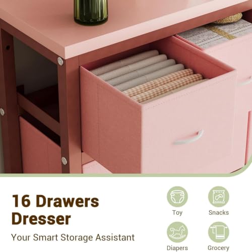 Cómoda alta rosa de almacenamiento vertical para ropa en dormitorio pequeño sin espacio 5
