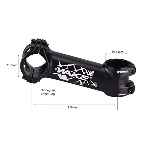 Wake Mtb Stem 31.8 110Mm 17 Degree Bike Stem Mountain Bike Stem Short Handlebar Stem For Most Bicycle, Road Bike, Mtb, Bmx, Fixie Gear, Cycling (Aluminum Alloy, Lightweight, Black) #TOP1