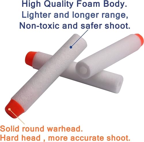 Image of VERAT Hollow Out Soft Foam Refill Darts for N-Strike Elite Series Blasters (White, Pack of 250)