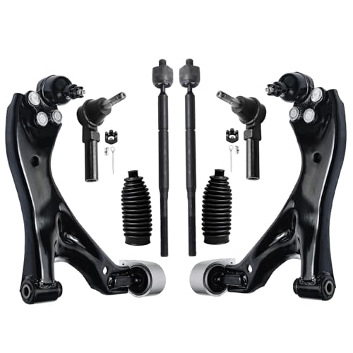 Image of Detroit Axle - Front End Suspension Kit for 2005-2007 Chevy Equinox 2006-2007 Pontiac Torrent, Lower Control Arm w /Ball Joints + Inner & Outer Tie Rods + Boots Replacement - 8pc Set