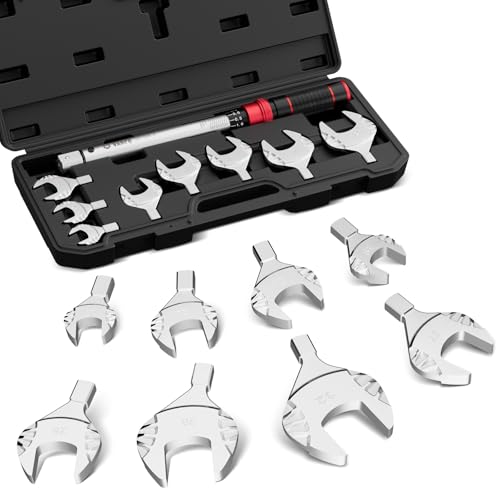 VANPO Drehmomentschlüssel Klimaanlage Set 10-100 Nm 3% Präzision 9×12 mm Antrieb Kälteanlagen Gabelschlüssel mit 8 Offenen Köpfen 17-32 mm Klimaanlage Montage Werkzeug für Split & Mini Split