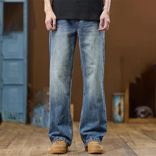 Men's Vintage Loose Fit Straight Leg Jeans Washed Wide Leg Retro Casual Denim Pants3